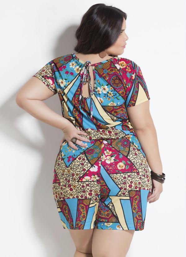 Marguerite - Macaquinho Manga Curta Mix de Estampas Plus Size 3