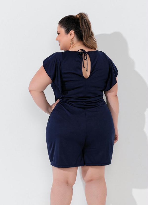 Marguerite - Macaquinho Marinho com Babadinhos Plus Size 2