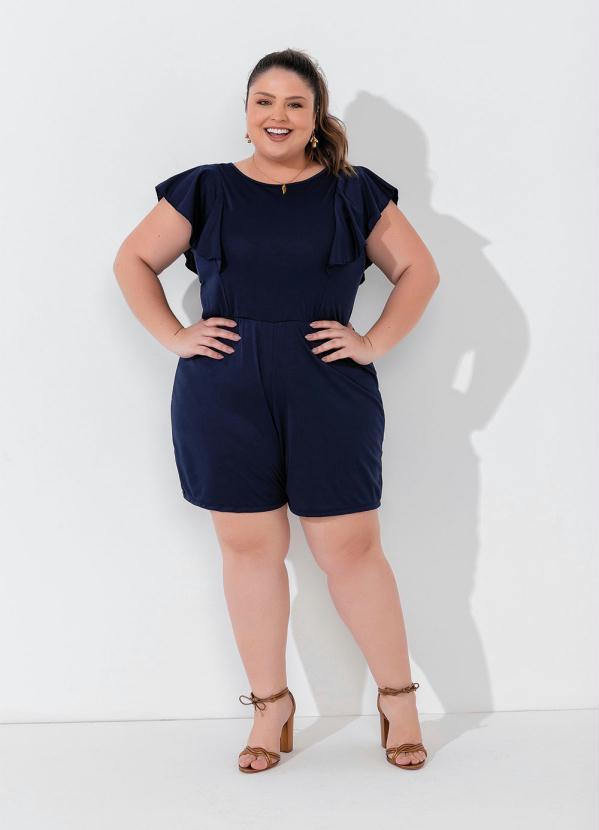 Marguerite - Macaquinho Marinho com Babadinhos Plus Size 3