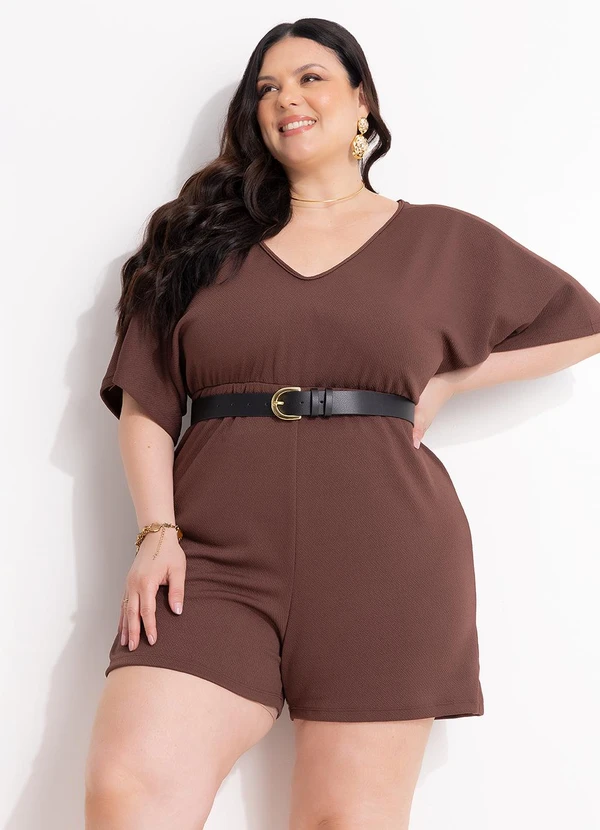 Marguerite - Macaquinho Marrom em Malha Encorpada 2