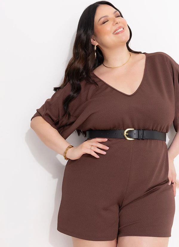 Marguerite - Macaquinho Marrom em Malha Encorpada 3