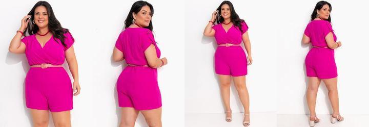 Macaquinho Pink em Crepe Plano