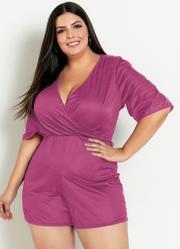 Macaquinho Pink Transpassado Plus Size