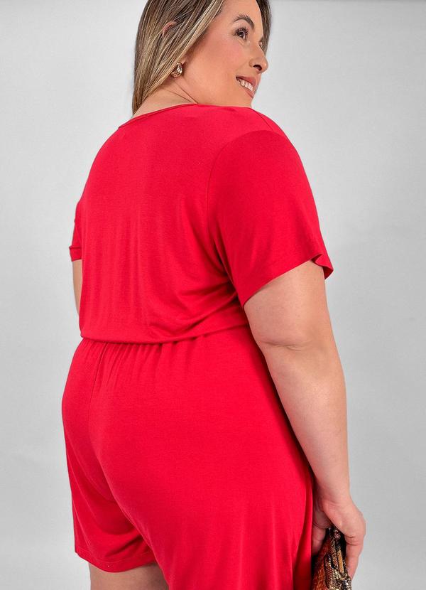 Miss Masy Plus - Macaquinho Plus Size Delaila Vermelho Cereja 2