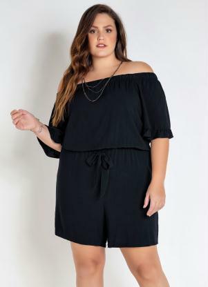 Macaquinho Plus Size (Preto) com Amarrao