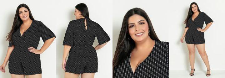 Macaquinho Po Transpassado Plus Size