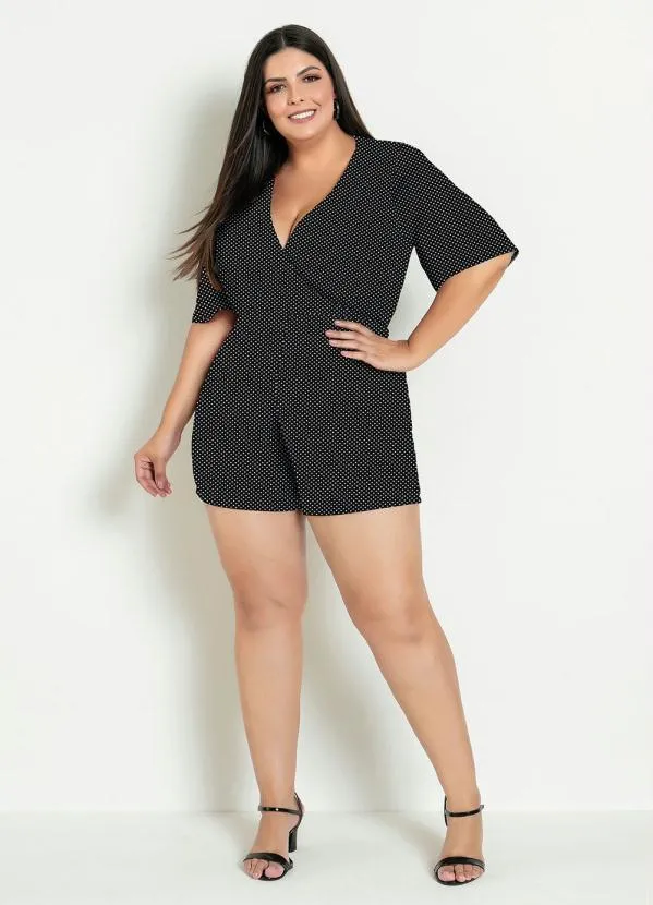 Marguerite - Macaquinho Poá Transpassado Plus Size 4