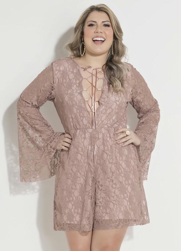 Quintess - Macaquinho Quintess Rosê com Cordel em Cetim