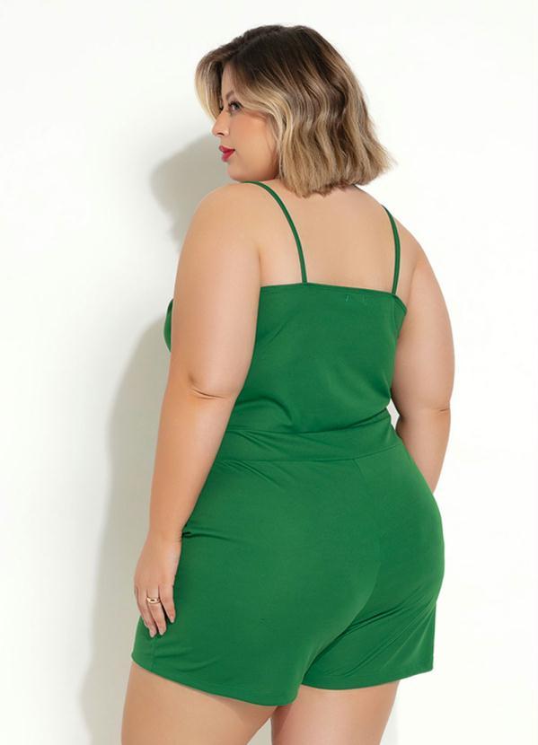 Marguerite - Macaquinho Verde Bandeira com Bolsos Plus Size 4