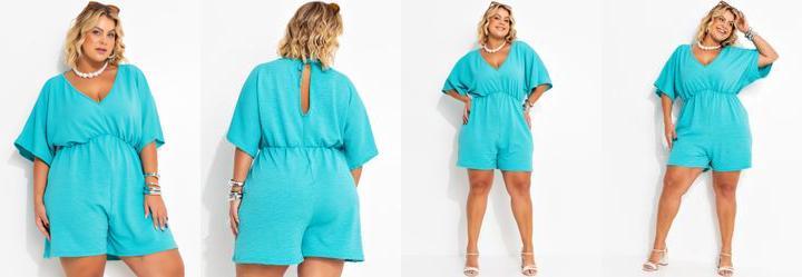 Macaquinho Verde Turquesa em Malha Anarruga