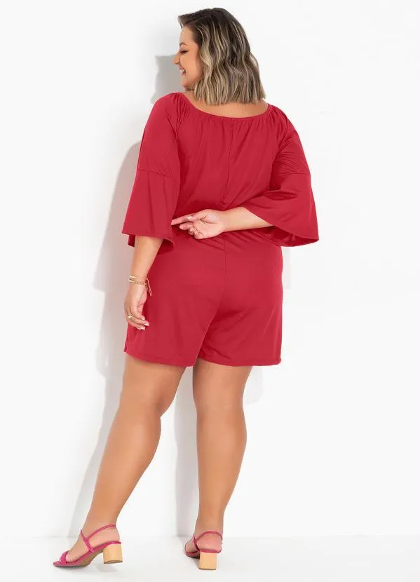 Marguerite - Macaquinho Vermelho com Amarração Plus Size 5