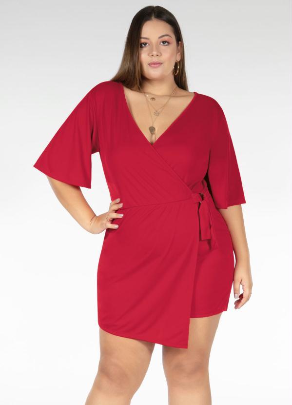 Marguerite - Macaquinho Vermelho com Saia Plus Size