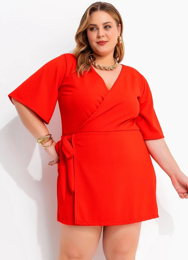 Marguerite - Macaquinho Vermelho em Malha Rústica