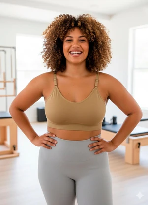 Dukali - Top sem Costura Plus Size com Bojo Bege - DUKALI