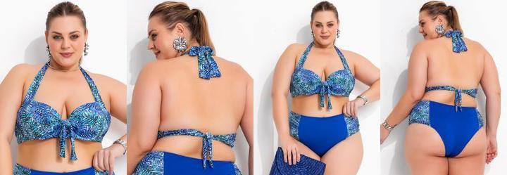 Busto Biqu�ni Folhagem em Malha Fria