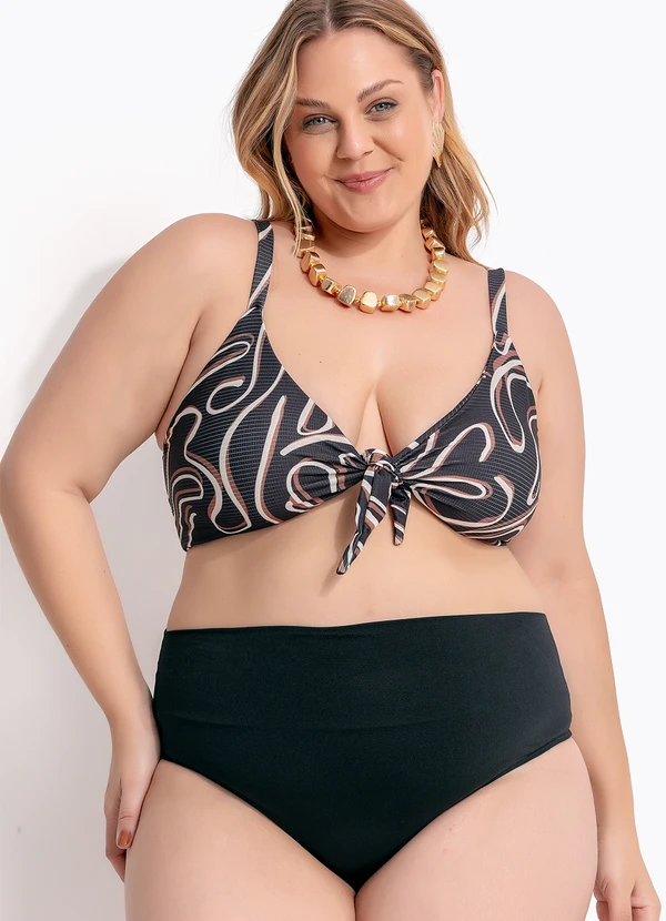 Marguerite - Top Biquíni Abstrato Preto Malha Fria 9