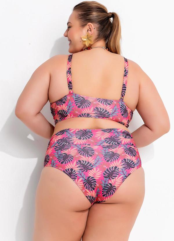 Marguerite - Busto Biquíni Folhagem Pink em Malha Fria 4