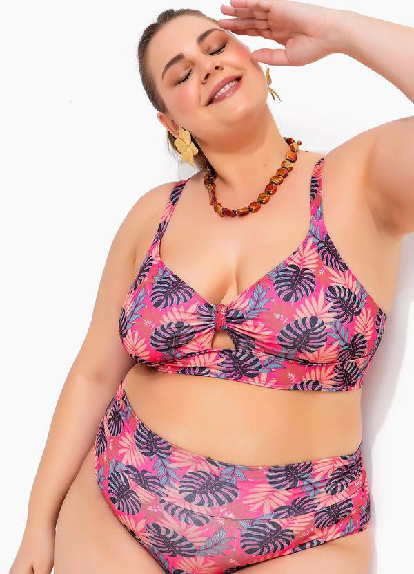 Marguerite - Busto Biquíni Folhagem Pink em Malha Fria 6