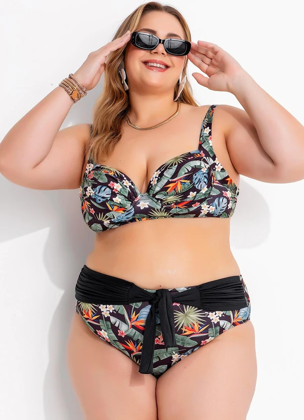 Marguerite - Busto Biquíni Folhagem Tropical em Malha Fria 3