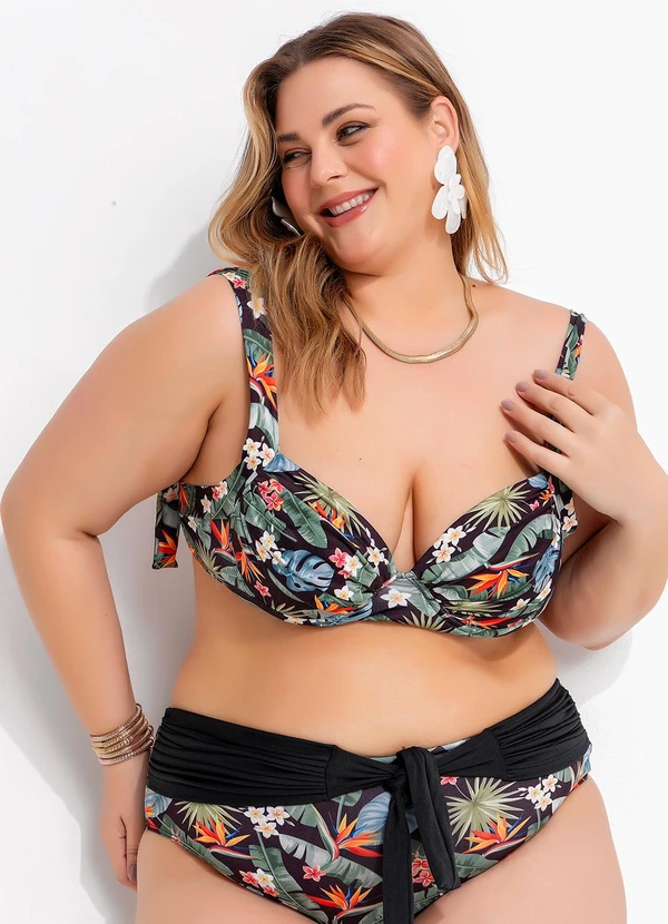 Marguerite - Busto Biquíni Folhagem Tropical em Malha Fria 6