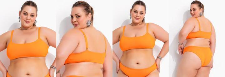 Busto Biquni Laranja em Malha Fria