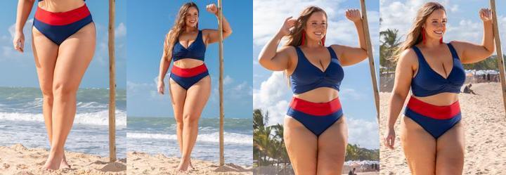 Calcinha Biquni Azul em Poliamida