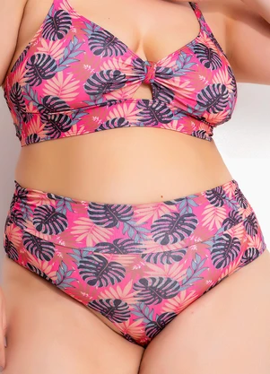 Marguerite - Calcinha Biquíni Folhagem Pink em Malha Fria - MARGUERITE