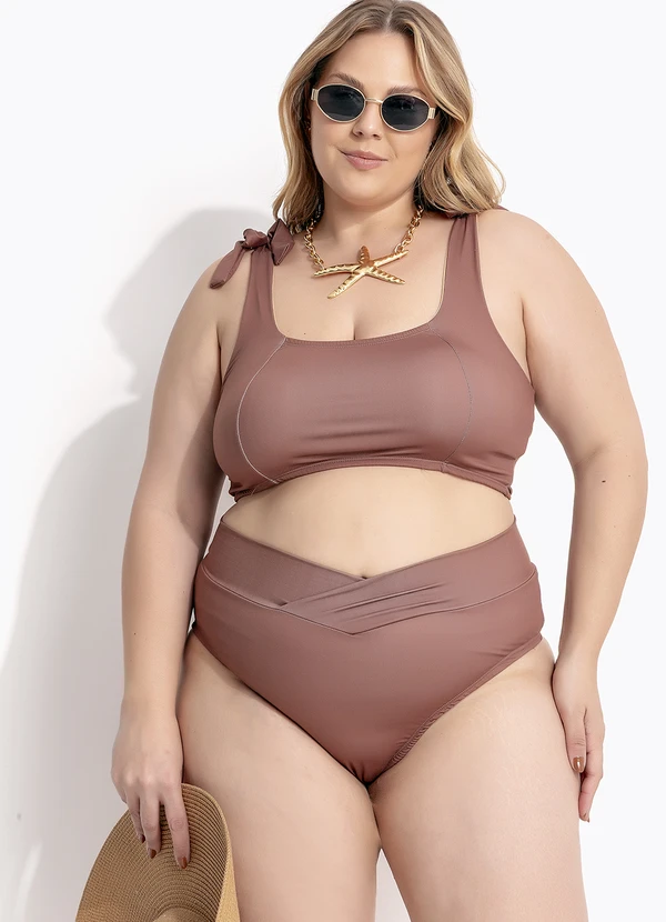 Marguerite - Calcinha Biquíni Marrom em Suplex 6