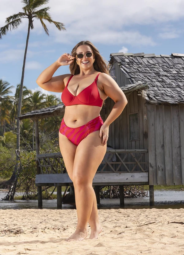 Marguerite - Calcinha Biquíni Vermelho Laterais Largas 3