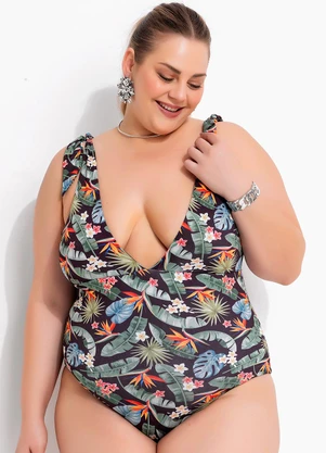 Marguerite - Maiô Folhagem Tropical em Malha Fria - MARGUERITE