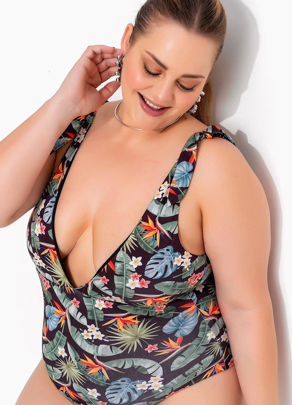 Marguerite - Maiô Folhagem Tropical em Malha Fria 4