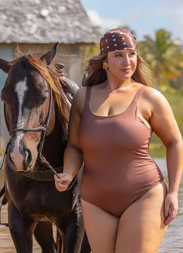 Marguerite - Maiô Marrom em Malha Fria