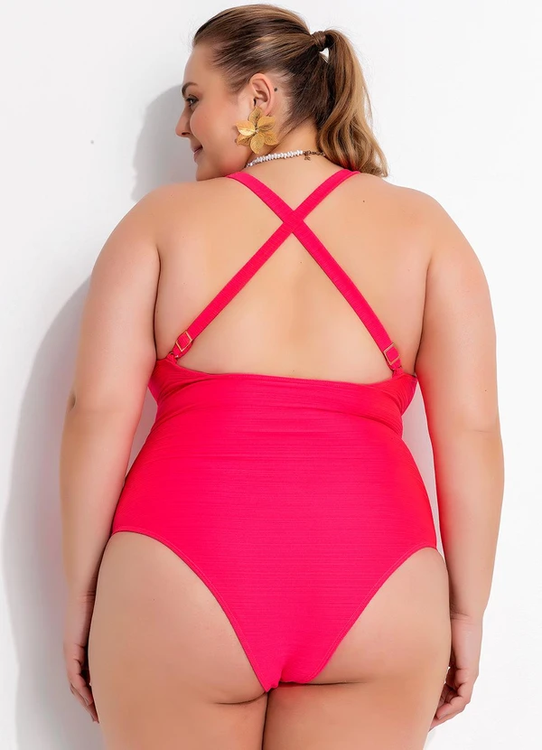 Marguerite - Maiô Rosa Neon em Malha Jacquard 2