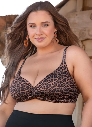 Marguerite - Top Biquíni Onça em Malha Fria - MARGUERITE