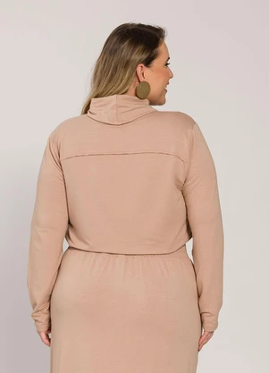 Lisamour - Blusa Gola Alta de Manga Longa Bege - LISAMOUR