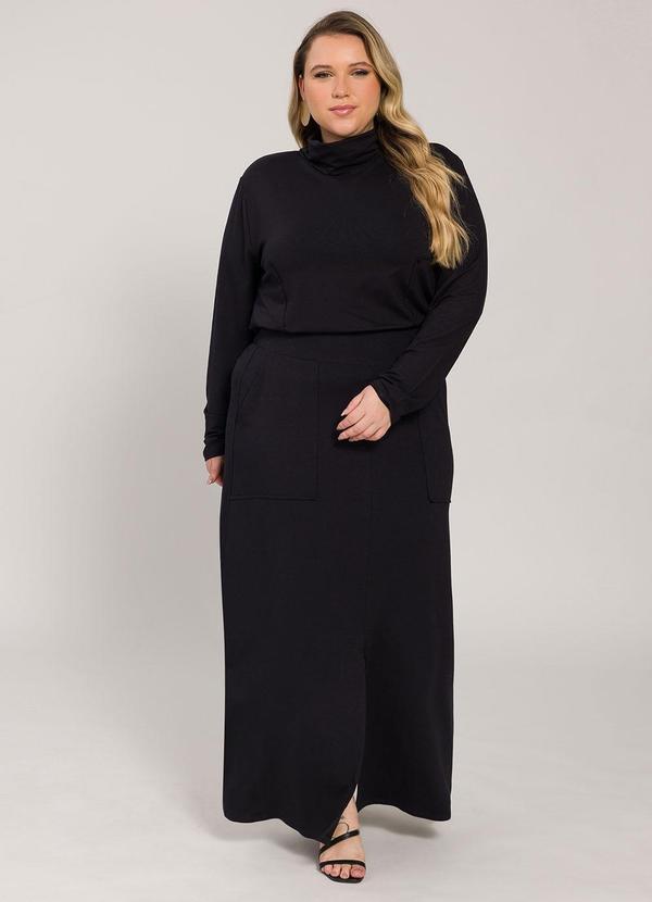 Lisamour - Blusa Gola Alta de Manga Longa Preta 3