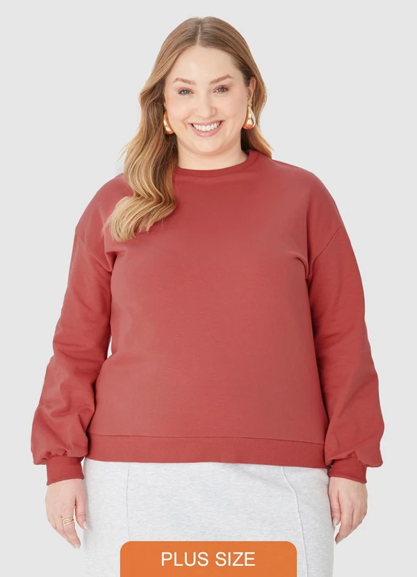 Malwee Blusão em Moletom Feminino Plus Laranja