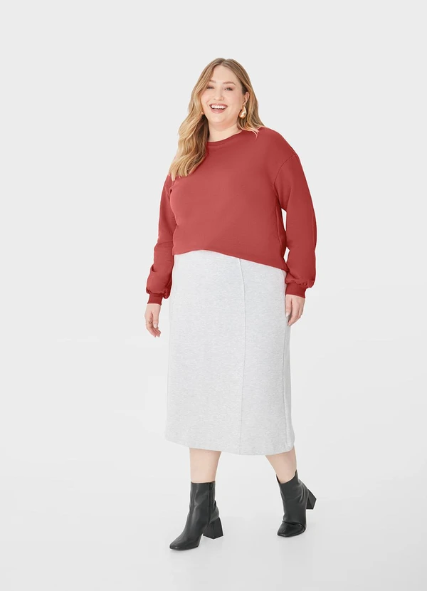 Malwee - Blusão em Moletom Feminino Plus Laranja 6