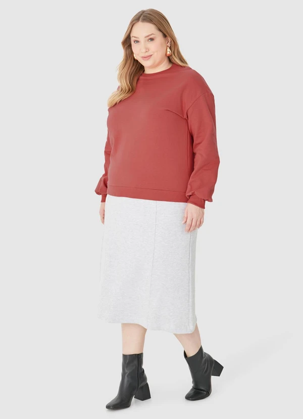 Malwee - Blusão em Moletom Feminino Plus Laranja 7