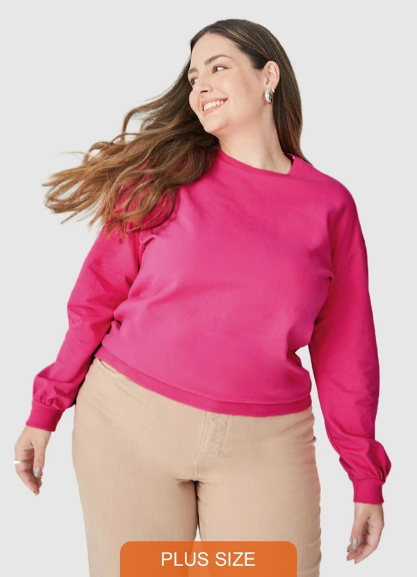 Malwee Blusão em Moletom Feminino Plus Rosa