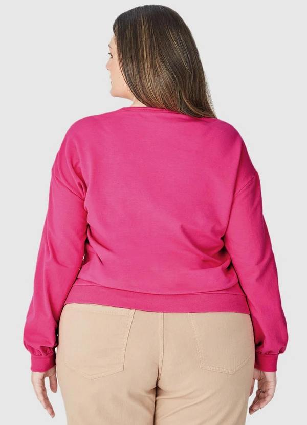 Malwee - Blusão em Moletom Feminino Plus Rosa 2