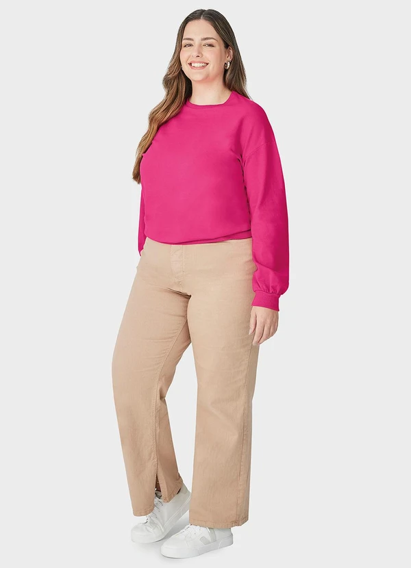 Malwee - Blusão em Moletom Feminino Plus Rosa 3