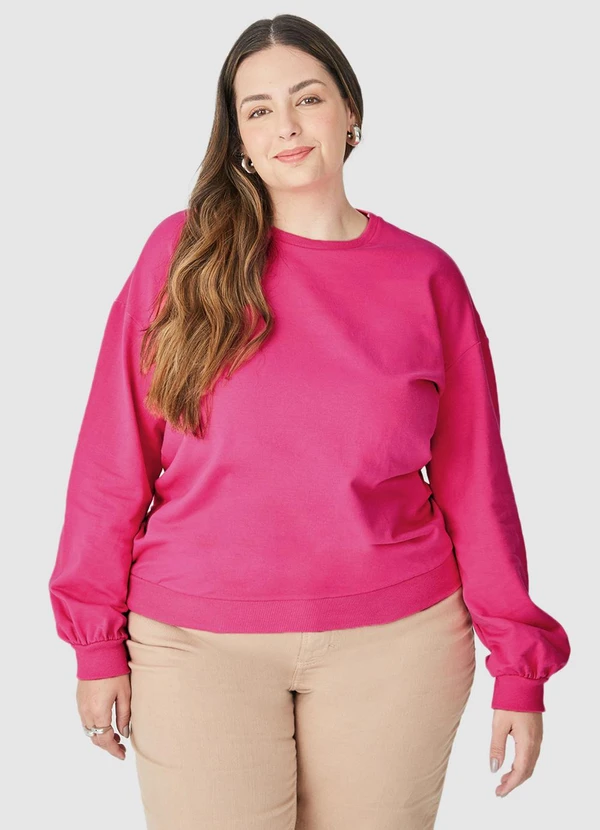 Malwee - Blusão em Moletom Feminino Plus Rosa 4