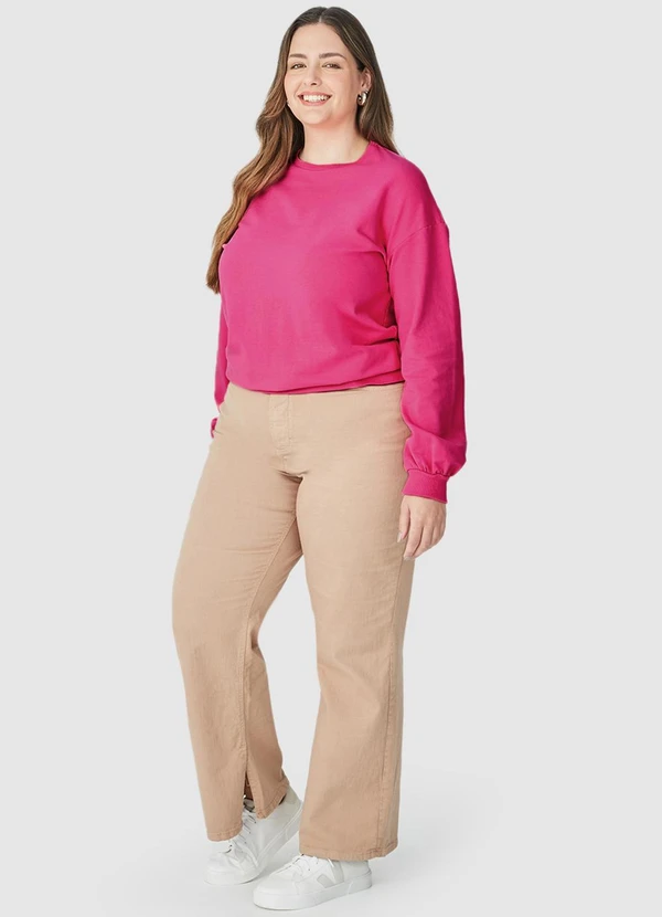 Malwee - Blusão em Moletom Feminino Plus Rosa 5