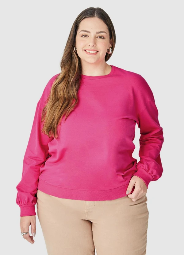 Malwee - Blusão em Moletom Feminino Plus Rosa 6