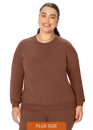 Malwee - Blusão em Moletom Flanelado Plus Marrom - MALWEE