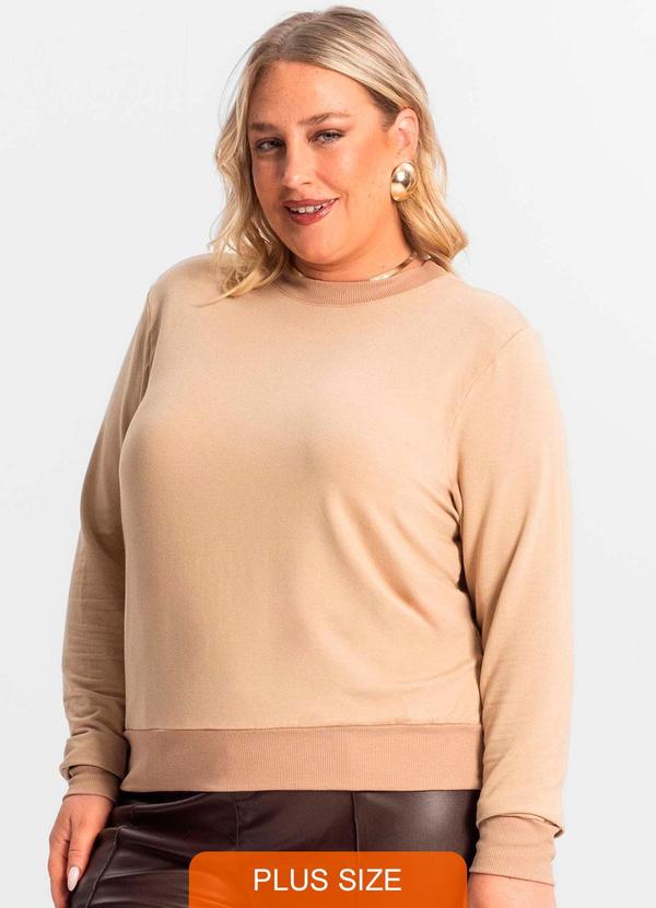 Secret Glam - Blusão Feminino Plus Size Manga Longa Marrom