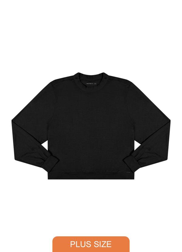 Rezzato - Blusão Manga Longa Liso Plus Size Feminino Preto