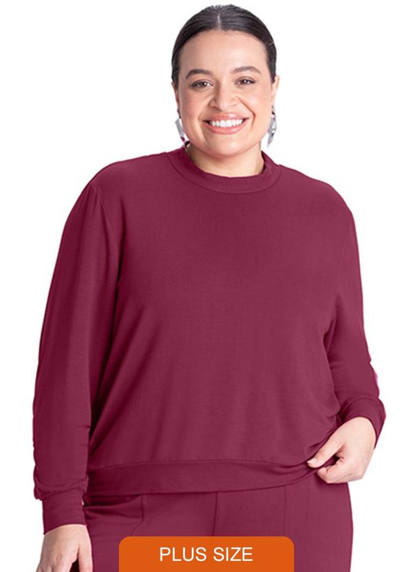 Rezzato - Blusão Manga Longa Liso Plus Size Feminino Roxo