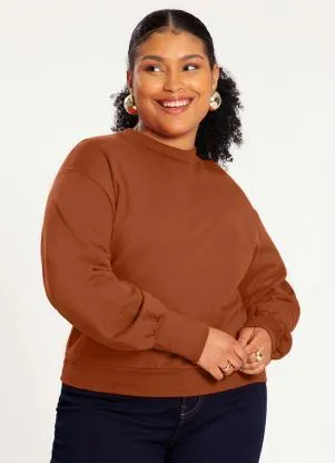 Lunender Mais Mulher - Blusão Moletom Felpado Terracota - LUNENDER MAIS MULHER